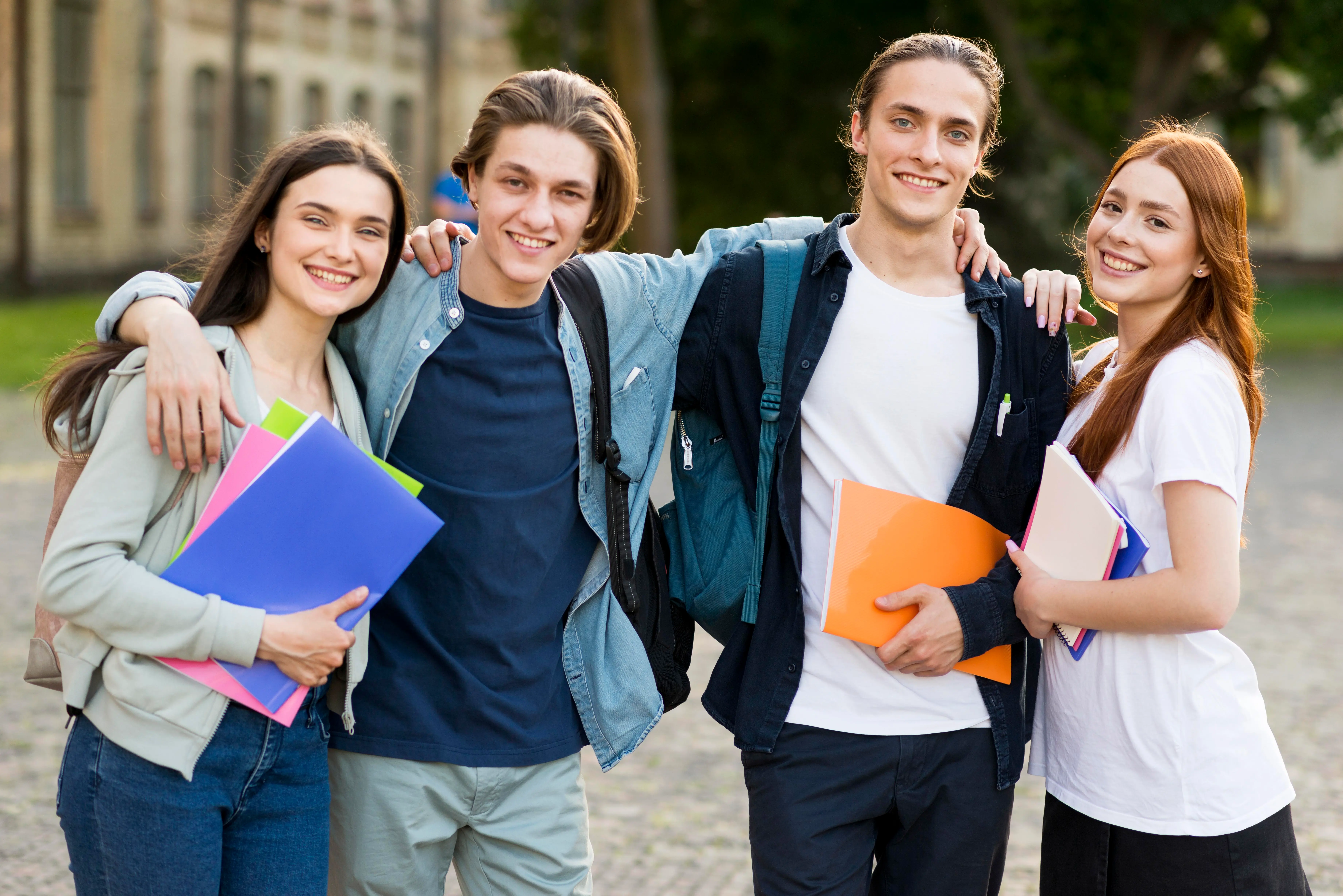 Group of happy students